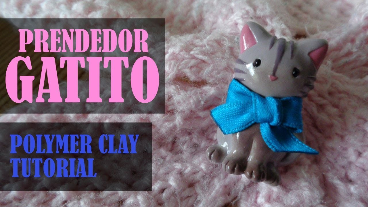 ¿Cómo hacer un prendedor de gatito en arcilla polimérica?.Polymer clay kitten brooch  tutorial.