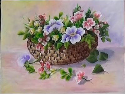 Como pintar una cesta de mimbre con flores
