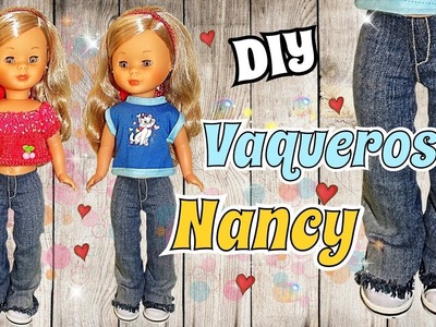 DIY Como hacer jeans vaqueros para muñecas Nancy - Moldes gratis