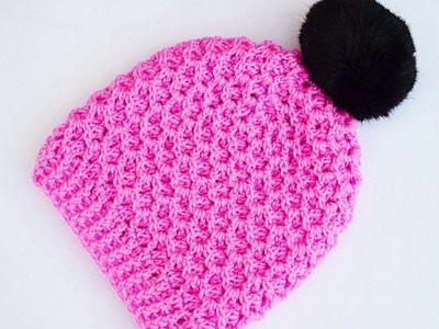 Gorro rosa a crochet Majovelcrochet  muy fácil y rápido #crochet #ganchillo