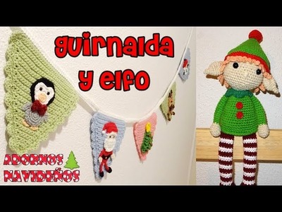 Guirnalda y elfo navideño amigurumi crochet.ganchillo
