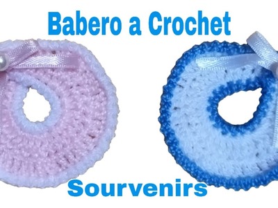 Babero Sourvenirs a Crochet para Recuerdo de  Baby Showers _ Bautizo