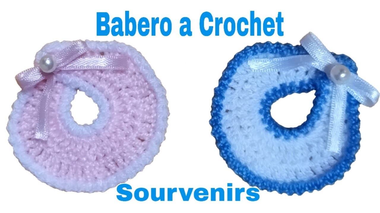 Babero Sourvenirs a Crochet para Recuerdo de  Baby Showers _ Bautizo