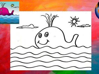 Ballena Fucsia Dibujo Fácil para Niños Whale Drawing