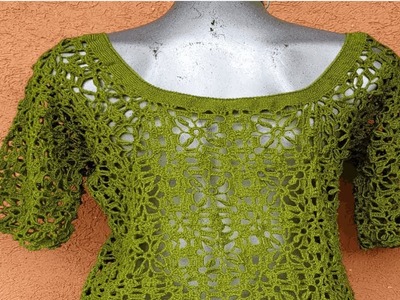 Blusa Verde  Manzana Tejida A Crochet Bien Explicado Segunda Parte