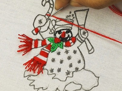 Christmas embroidery : How to embroider snowman * como bordar muñeco de nieve: bordado navideño