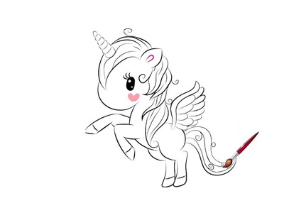 Como dibujar un unicornio bebe muy facil . How to draw a baby unicorn very easy . cosa de niños