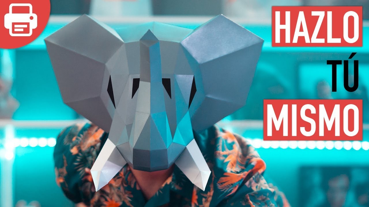 Cómo hacer una Máscara de Elefante con Papel o Cartulina en 3D | Plantillas para Imprimir