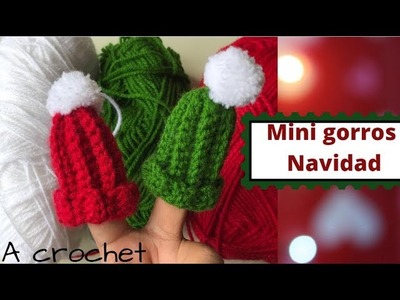 ????Mini gorro navidad a Crochet????????. Mini Christmas hat with Crochet