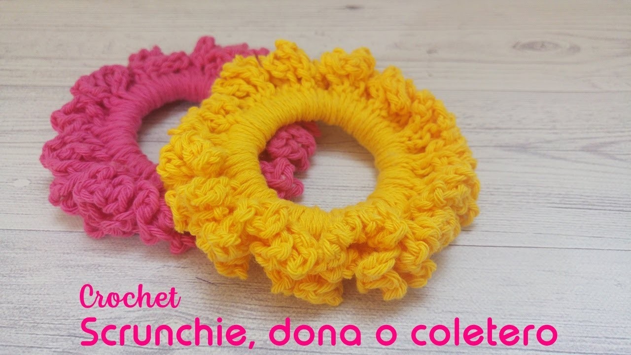 Scrunchie, coletero, dona para el cabello tejido a crochet