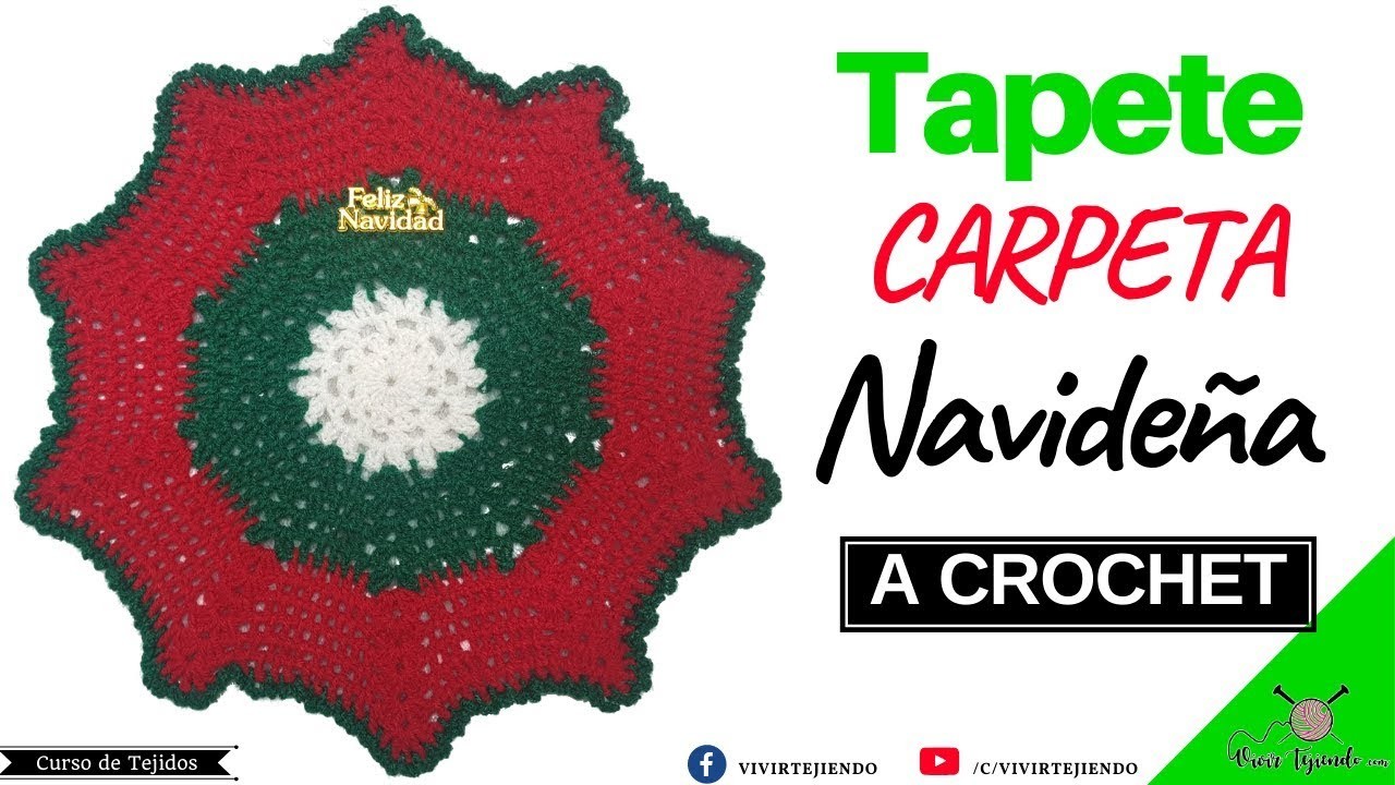 Tejidos de navidad a Crochet Ganchillo   Tapete o Carpeta Navideña a Crochet