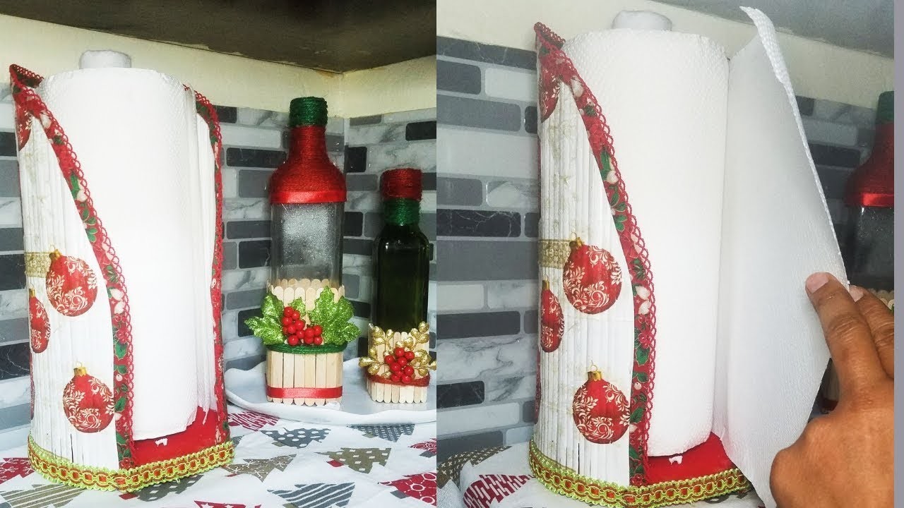 Útil DECORACION DE NAVIDAD  para la COCINA - DIY Kitchen Christmas Decor - diy Porta Papel Toalla