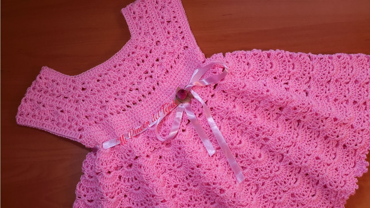 Vestido Bebe Crochet Rosado 3 Meses Facil Tutorial Paso a paso. Parte 1 de 2 - Crochet baby dress