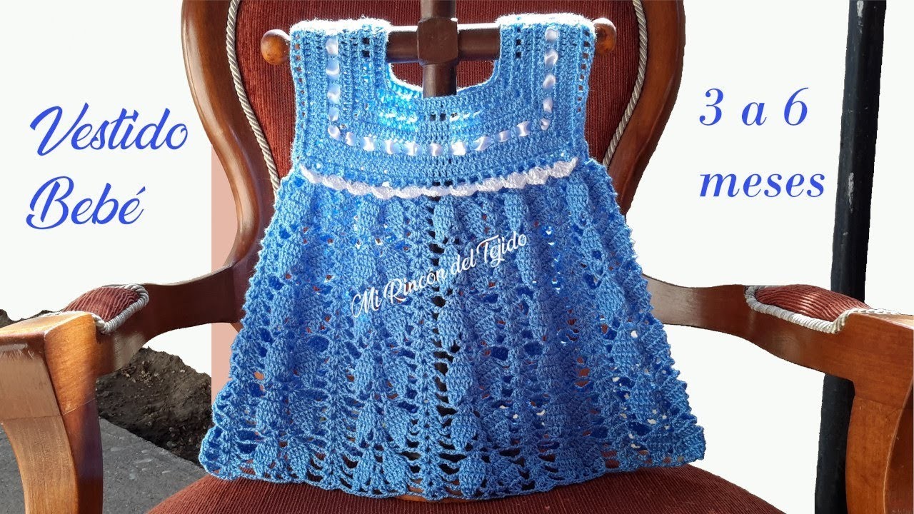 Vestido bebe hojitas crochet tutorial paso a paso (3 - 6 meses). Parte 2 de 2. - Crochet baby dress