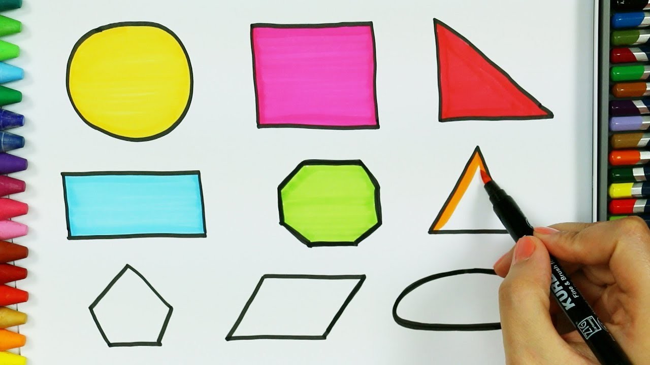 Dibujos para pintar y colorear ???? | Cómo dibujar formas | Colores para niños | Cómo colorear