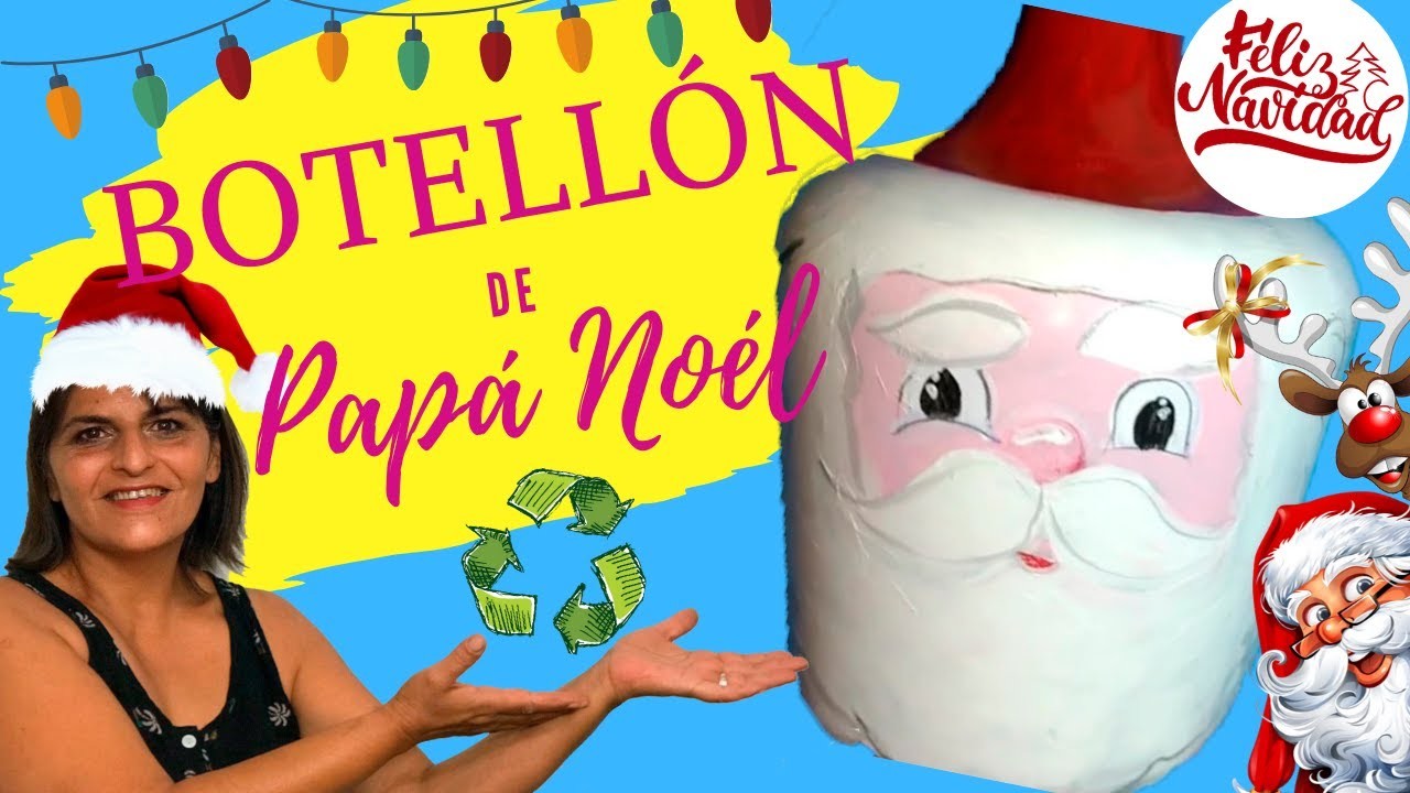 Diy-como Pintar  Botellon  -Papa Noel  ????????