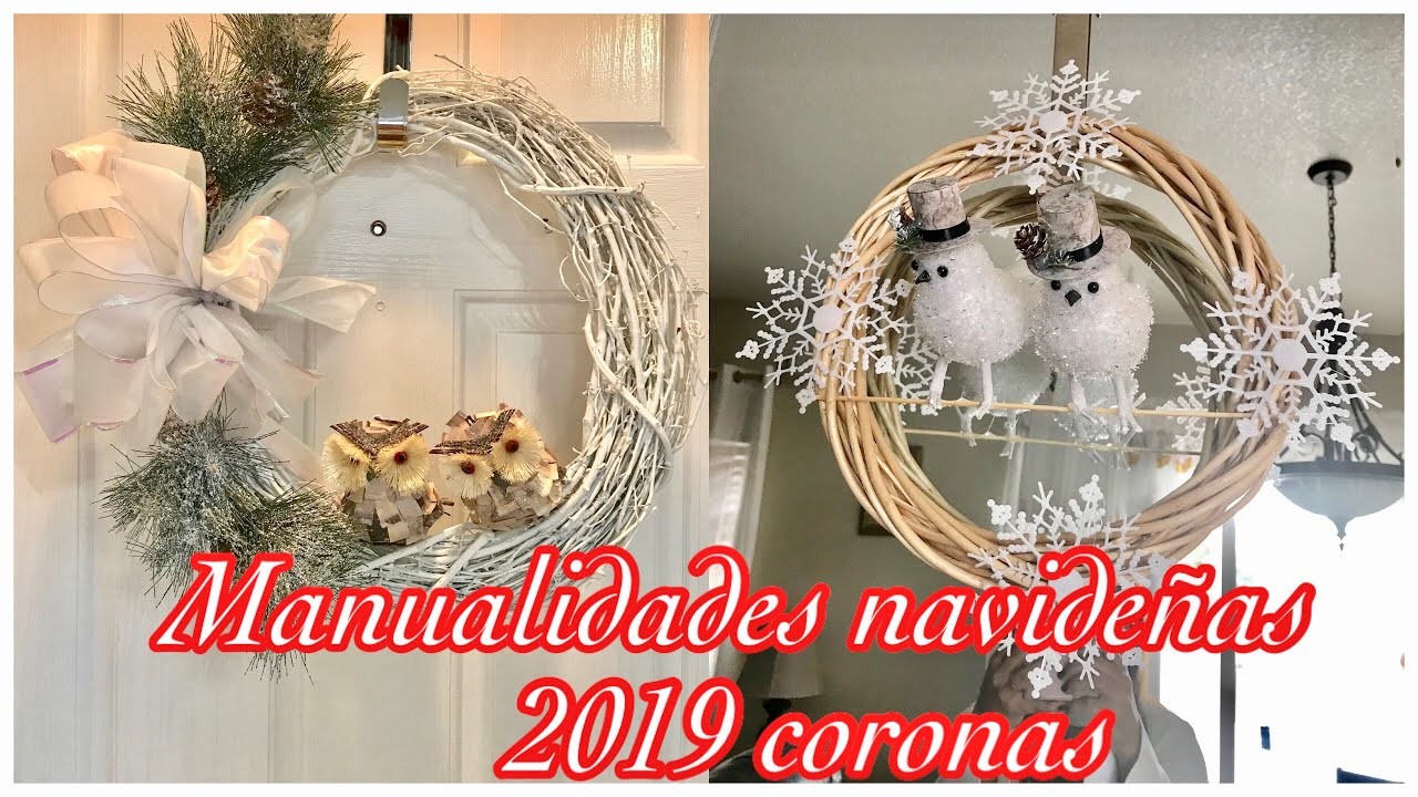 MANUALIDADES NAVIDEñAS 2019 FACILES. 2 CORONAS ECOMOMICAS Y MUY BONITAS.MARIA GONZALEZ