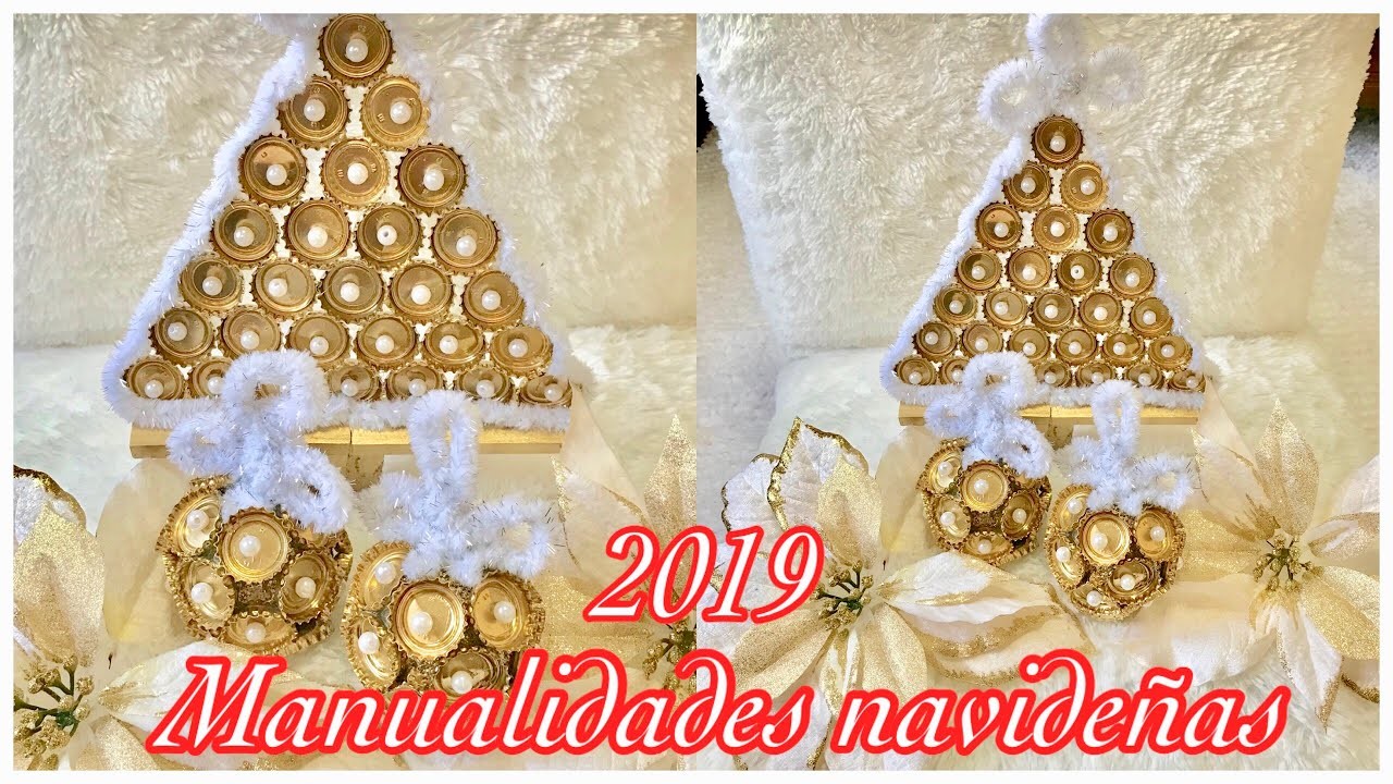 MANUALIDADES NAVIDEñAS 2019 FACILES.ESFERAS Y ARBOLITO DE NAVIDAD ELEGANTES .MARIA GONZALEZ