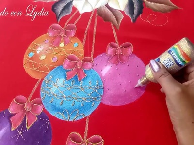 Manualidades Navideñas Como Pintar Esferas En Tela. DIY