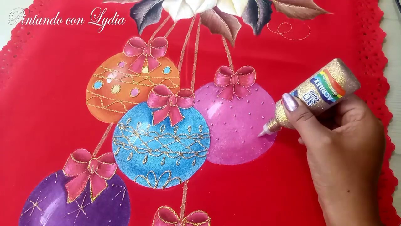 Manualidades Navideñas Como Pintar Esferas En Tela. DIY
