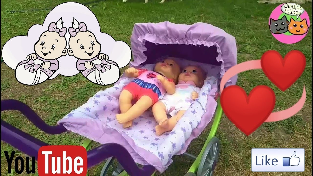 Bebés gemelos paseo en carreola por la casa Dibujos felices y juguetes divertidos Youtube Kids