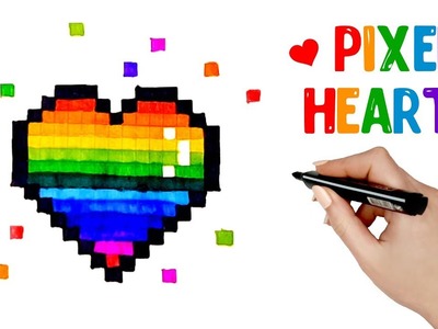 Cómo dibujar Píxel Art Corazón arcoiris ???? How to Draw a Pixel Heart Rainbow
