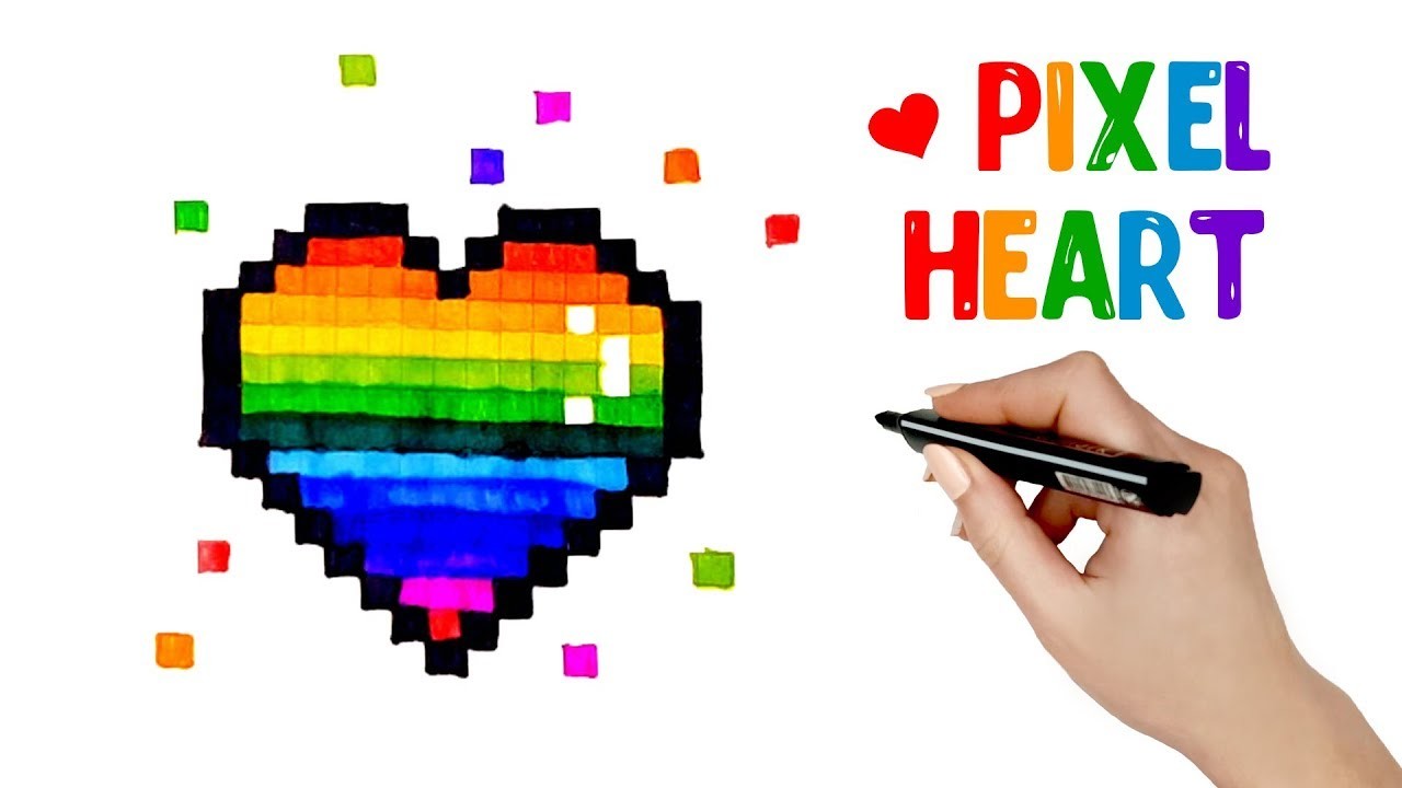 Cómo dibujar Píxel Art Corazón arcoiris ???? How to Draw a Pixel Heart Rainbow