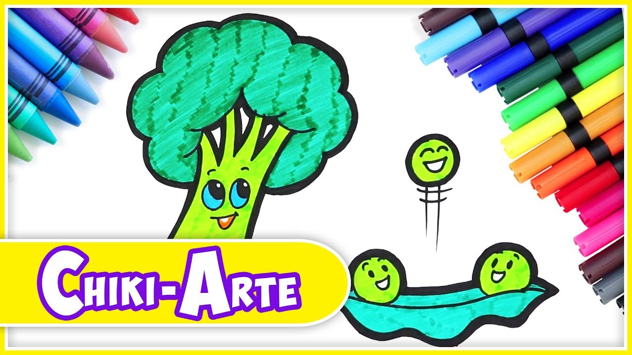 Cómo dibujar un Brócoli y Guisantes - Dibujos para Niños | Chiki-Arte Aprende a Dibujar