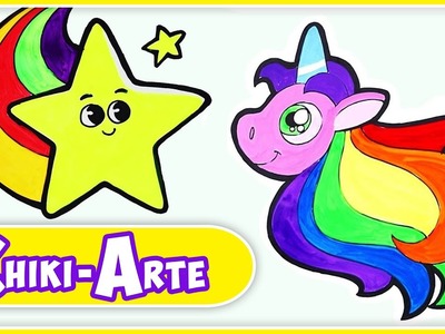Cómo dibujar un Estrella y Unicornio - Dibujos para Niños | Chiki-Arte Aprende a Dibujar