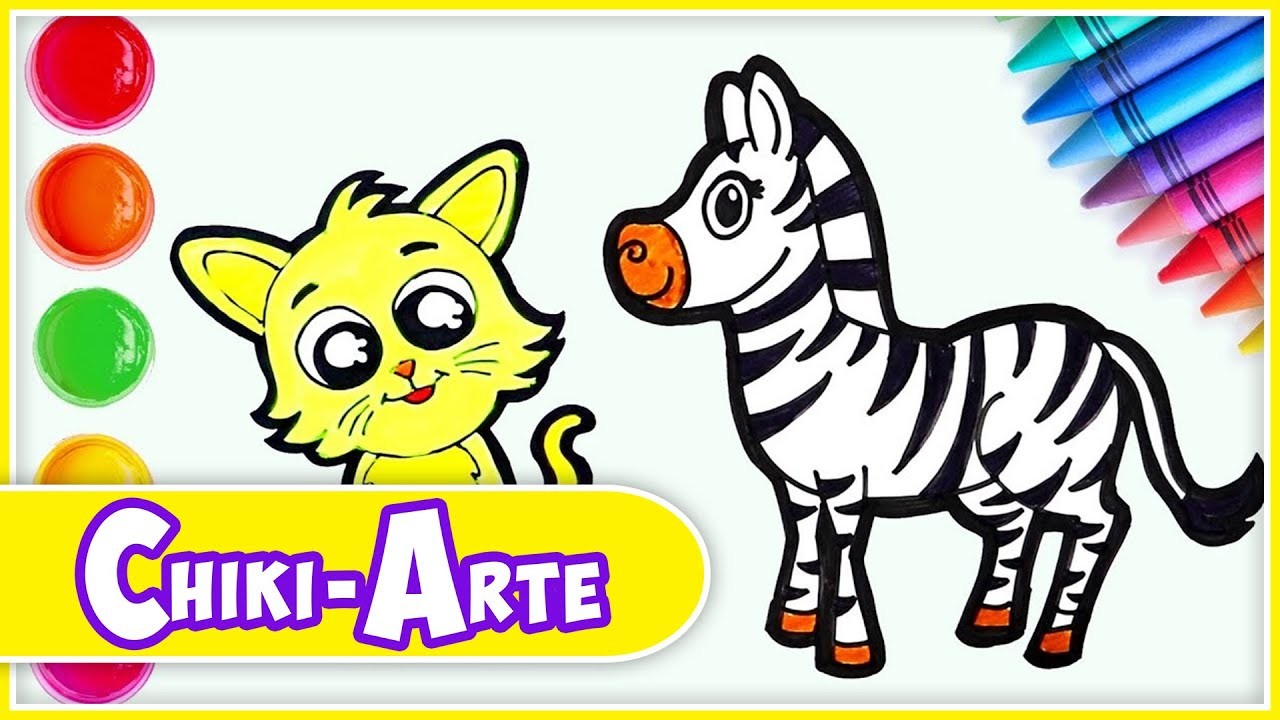 Cómo dibujar un Gato y Cebra - Dibujos para Niños | Chiki-Arte Aprende a Dibujar