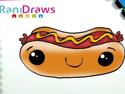 Cómo dibujar un HOT DOG KAWAII - Dibujos kawaii fáciles