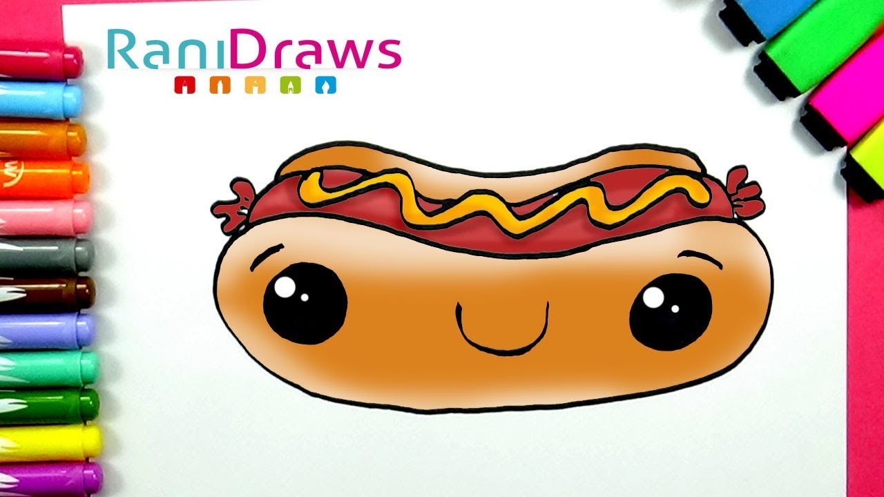 Cómo dibujar un HOT DOG KAWAII - Dibujos kawaii fáciles