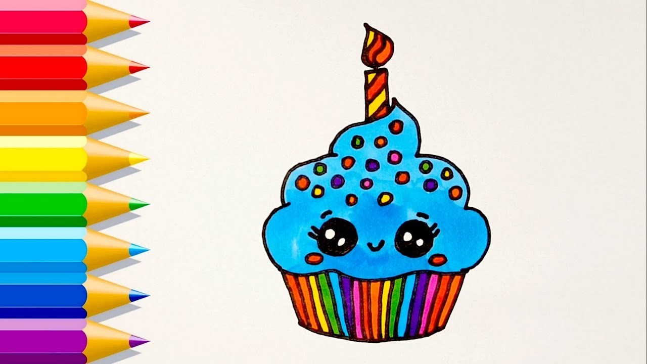 Cómo dibujar un Pastel de Cumpleaños Kawaii Dibujo fácil de Pastel de Cumpleaños ????