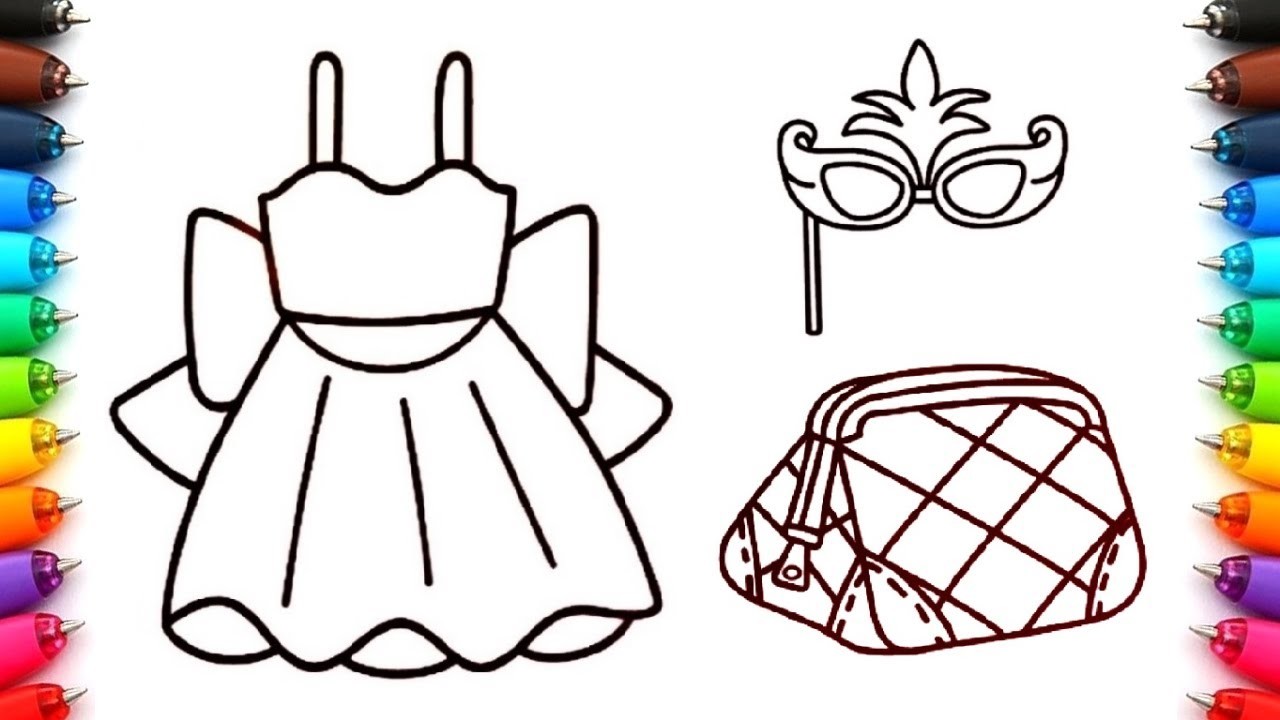 Como Dibujar un Vestido de Princesa | Dibujos Faciles de Accesorios de Niñas | Dibujos para Pintar