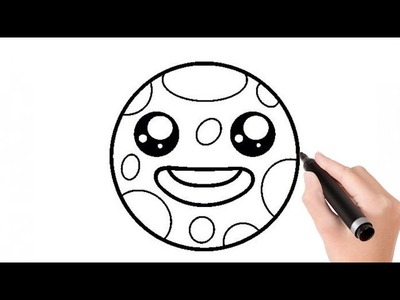 Como dibujar una luna kawaii pasó a pasó