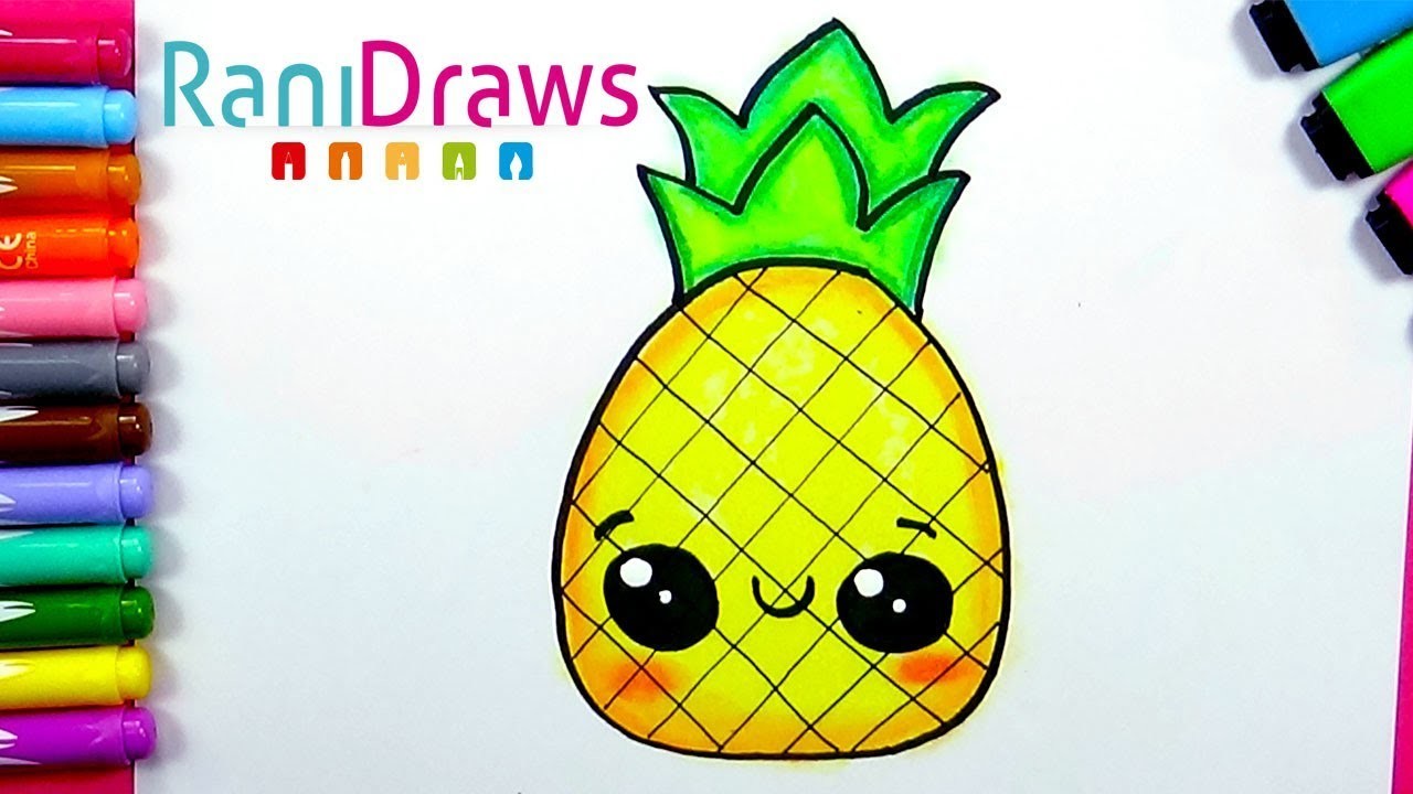 Cómo dibujar una PIÑA KAWAII - Dibujos kawaii fáciles