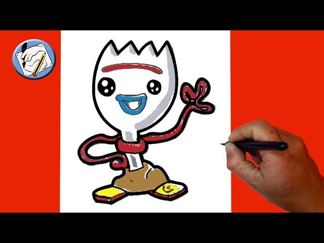 Como dibujar y colorear a Forky de Toy Story 4 Kawaii * dibujos para niños y niñas
