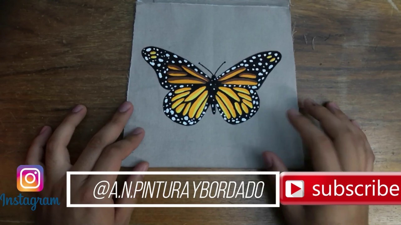 Como pintar una mariposa monarca con pintura textil.ACRILEX