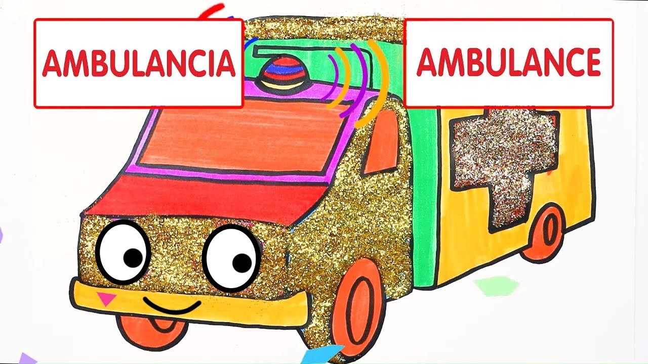 Dibujar y Colorea Ambulancia????| Dibujos Para Niños | Aprender Colores & Vehículos & Español y Inglés