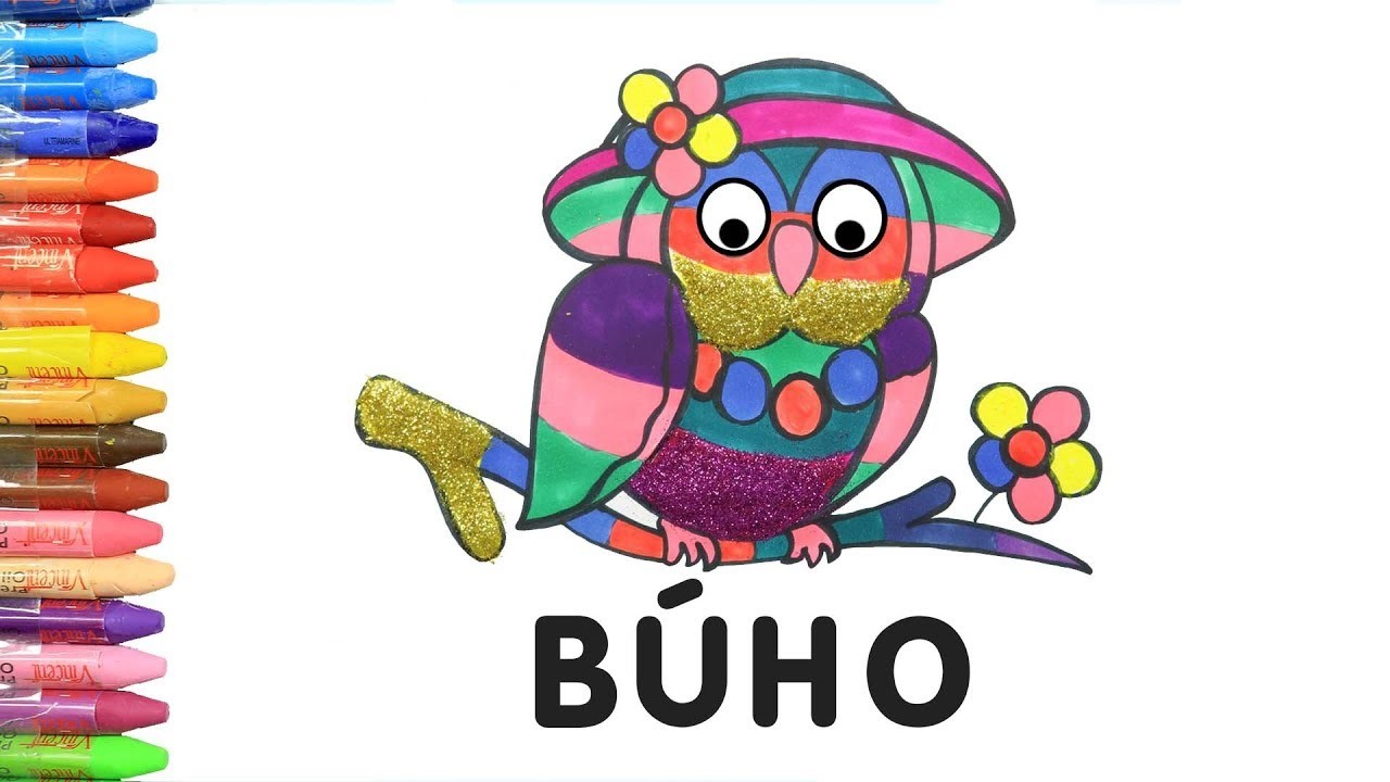 Dibujar y Colorea Búho | Dibujos Para Niños | Aprender Colores & Animales & Español y Inglés