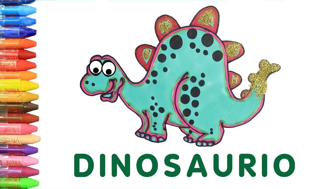 Dibujar y Colorea Dinosaurio | Dibujos Para Niños | Aprender Colores & Animales & Español y Inglés
