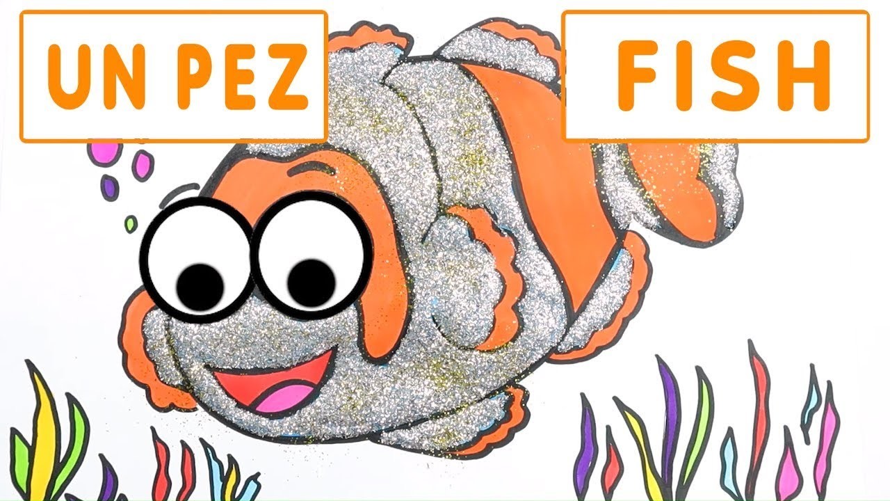 Dibujar y Colorea Pez | Dibujos Para Niños | Aprender Colores & Animales & Español y Inglés