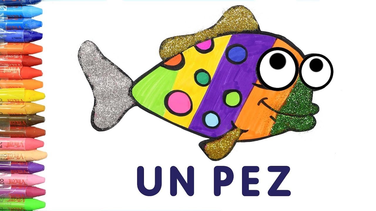Dibujar y Colorea un Pez | Dibujos Para Niños | Aprender Colores & Animales & Español y Inglés