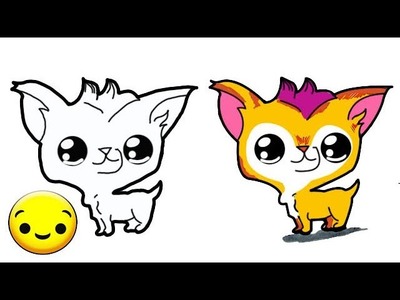 Dibujos faciles kawaii * Como dibujar un perro Chihuahua kawaii - How to Draw a Chihuahua dog