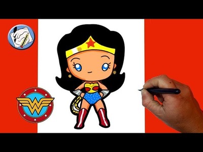 Dibujos kawaii * Como dibujar y colorear a Wonder Woman kawaii- How to draw Wonder Woman kawaii