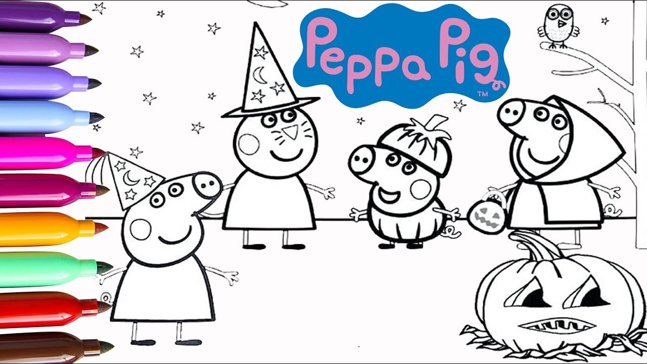 Peppa Pig Halloween Dibujos para Colorear | Aprende los Colores | Videos para Niños