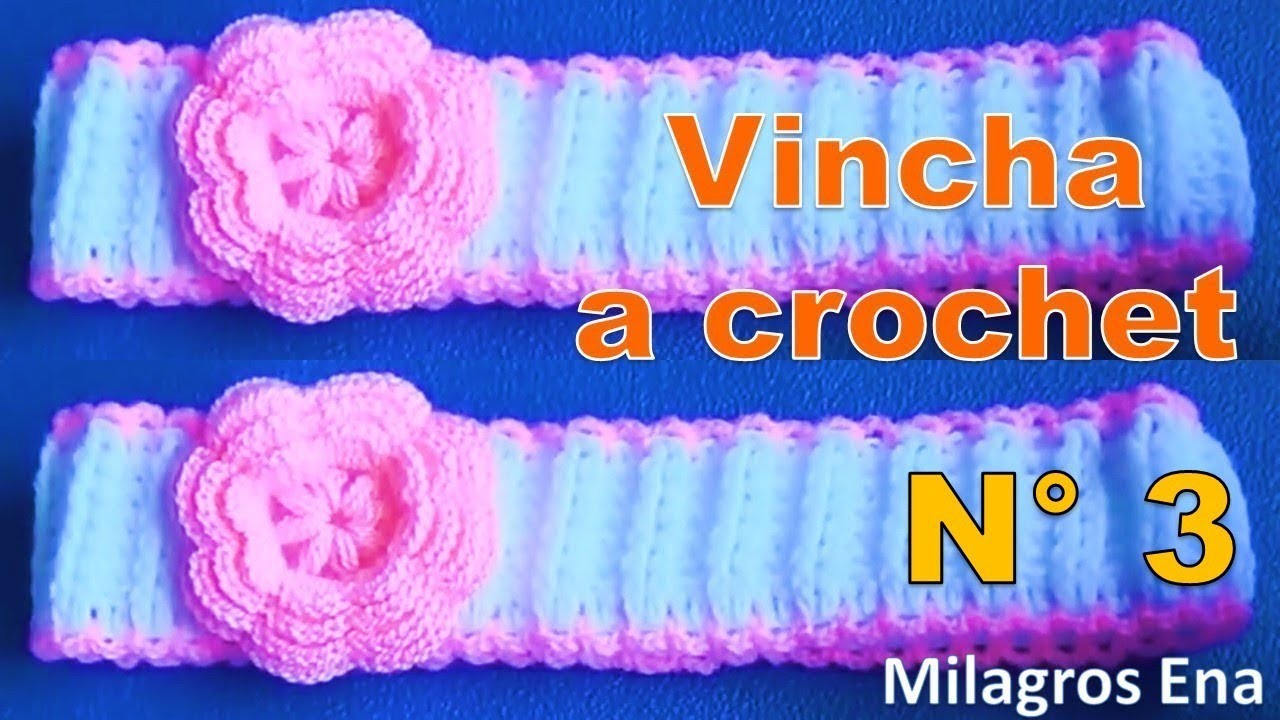 Vincha N° 3 , Diadema, Cintillo o Banda para el cabello tejido a crochet con flor paso a paso