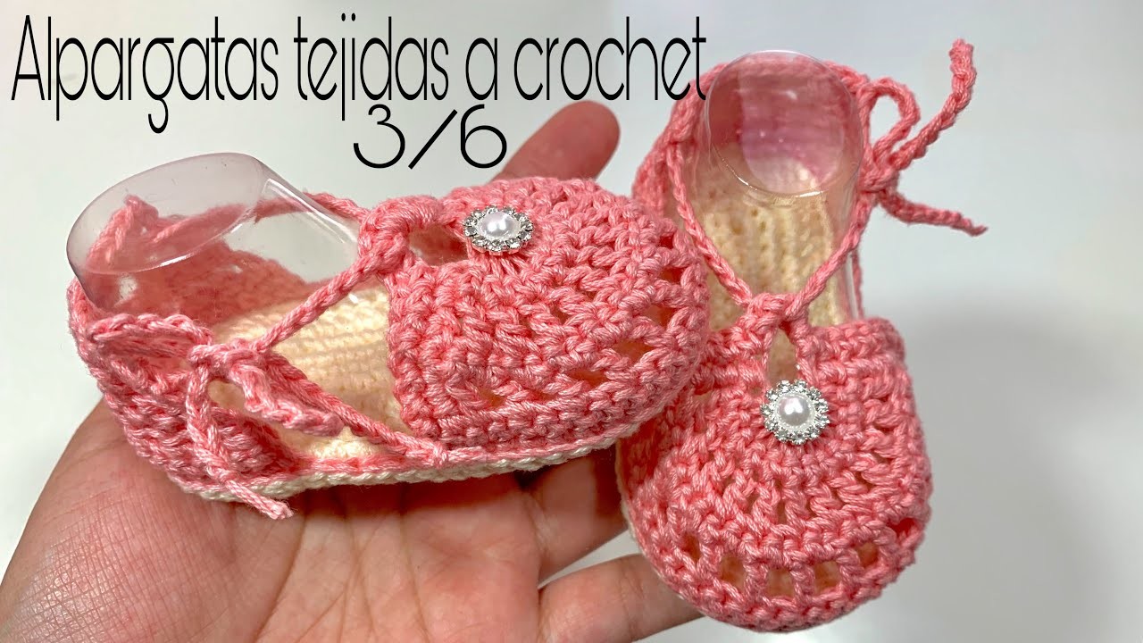 Alpargatas para bebe tejidas a crochet | 3.6 Meses | Paso a paso | Sandalias tejidas