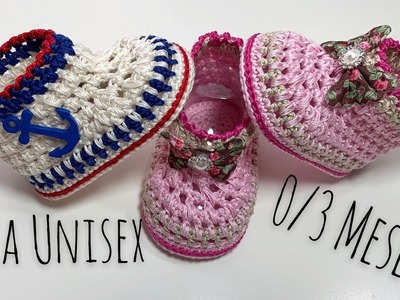 Bota Unisex tejida a crochet | 0.3 meses | Paso A Paso. How to Crochet baby bootie