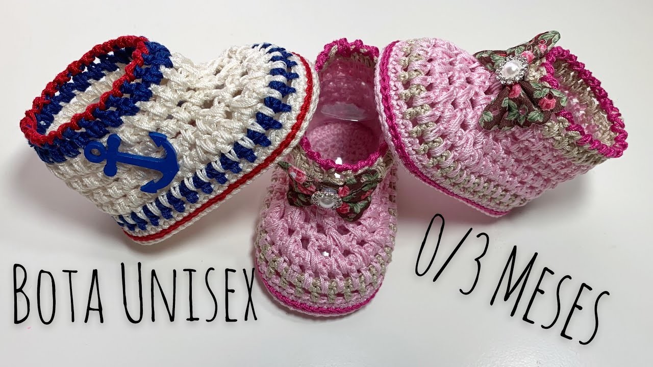 Bota Unisex tejida a crochet | 0.3 meses | Paso A Paso. How to Crochet baby bootie